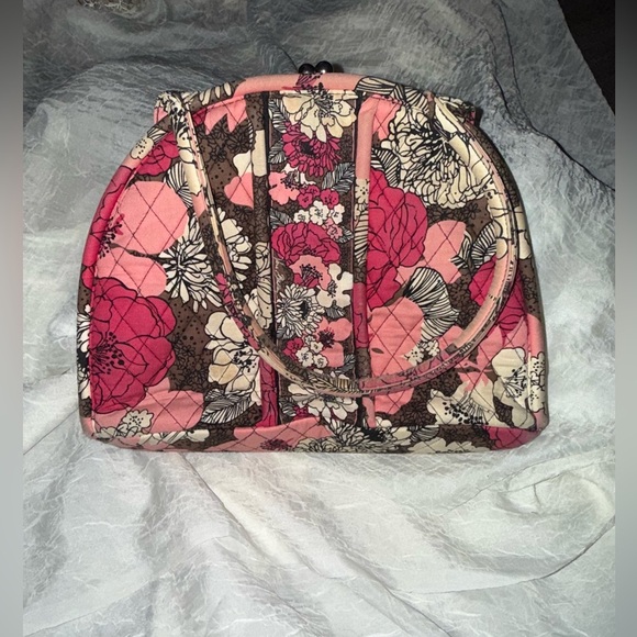 VTG Retired Vera Bradley Mocha Rouge Eloise Clam Shell Kiss Lock Purse - Picture 2 of 9